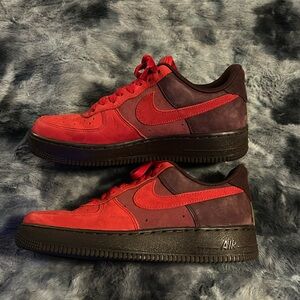 Nike Red suede Air Force 1s